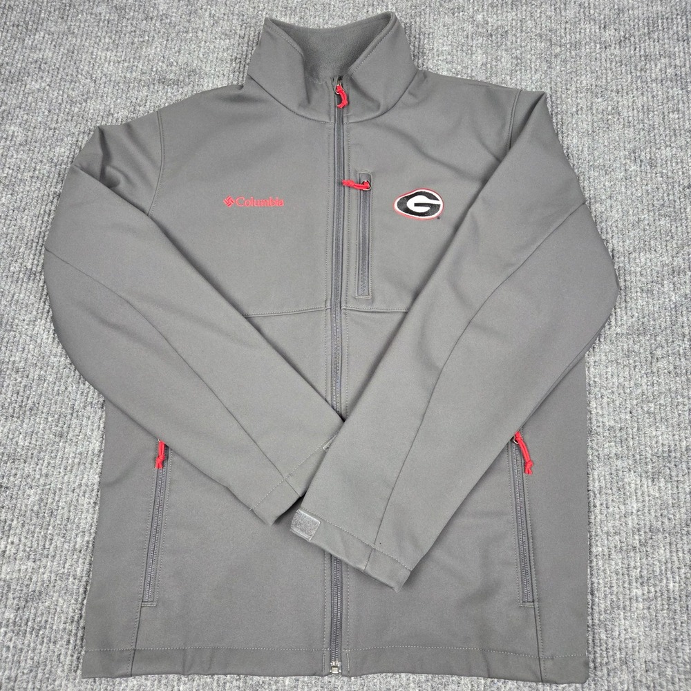 Columbia Mens Georgia Bulldogs Softshell Jacket Grey Full Zip Fleece Lined L